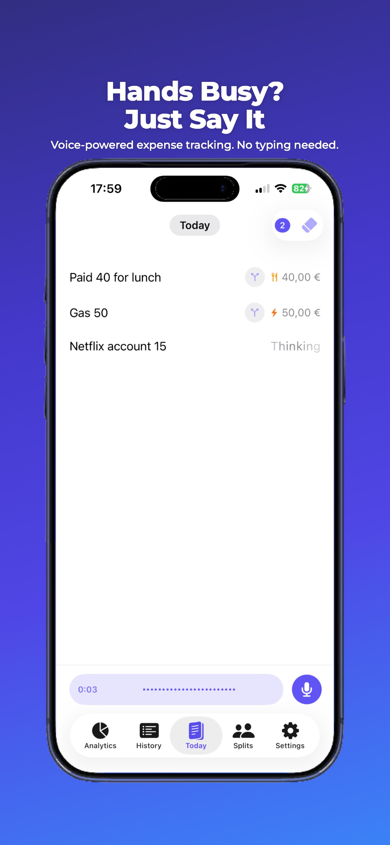 Voice-powered expense tracking